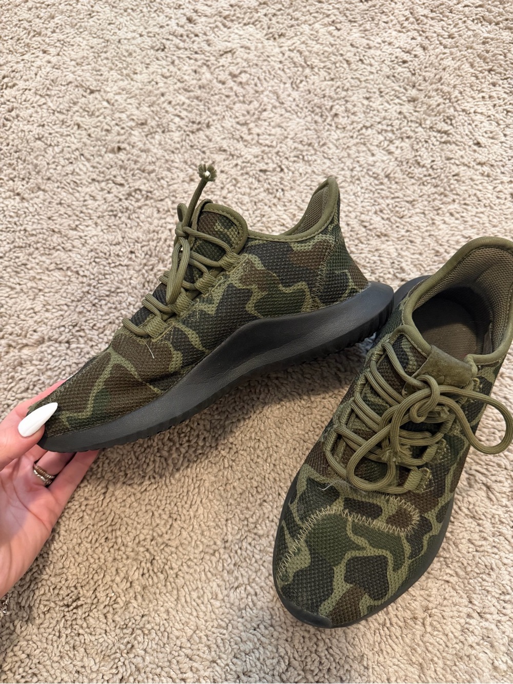 adidas Women's Olive Green Camo Athletic Sneakers